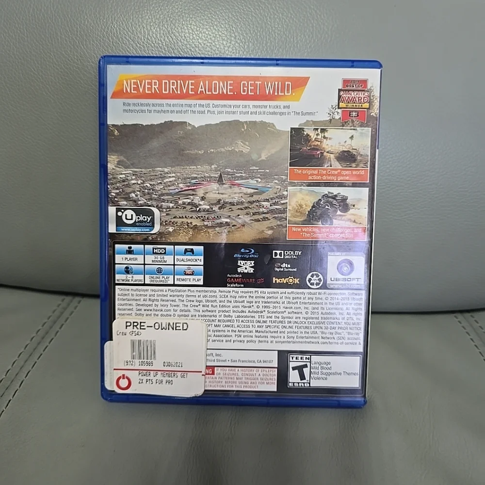 PS4 The Crew Wild‎ Run Edition video game Sony Playstation 4